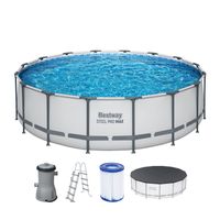 Steel Pro MAX™ Frame Pool Komplett-Set mit Filterpumpe Ø 457 x 122 cm, lichtgrau, rund