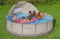 Steel Pro MAX™ Frame Pool Komplett-Set mit Filterpumpe Ø 396 x 107 cm, Op Art-Design, rund
