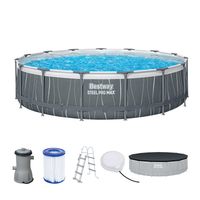 Steel Pro MAX™ Frame Pool Komplett-Set mit Filterpumpe Ø 457 x 107 cm, LED-Design, rund