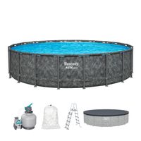 APX365™ Winterfestes Frame Pool Komplett-Set mit Sandfilteranlage 610 x 132 cm Marmor-Optik