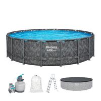 APX365™ Winterfestes Frame Pool Komplett-Set mit Sandfilteranlage 549 x 132 cm Marmor-Optik