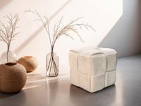 byLIVING Pouf URBAN, Breite 40 cm, Cord beige, Gestell beige