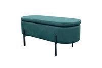 byLIVING Bank NOVA, Breite 95 cm, Samt dunkelgrün, Gestell schwarz