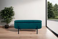 byLIVING Bank NOVA, Breite 95 cm, Samt dunkelgrün, Gestell schwarz