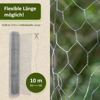 Maschendrahtzaun verzinkt, 10x0,50 m LxH, Hasendraht für Kleintiergehege