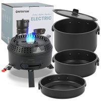 ENFRIFAM Campingkocher Set mit Topf und Pfannen, 2 in1 Elektro &amp; Gaskocher