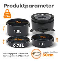 ENFRIFAM Campingkocher Set mit Topf und Pfannen, 2 in1 Elektro &amp; Gaskocher