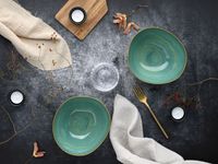 Basalt Bowls, Oliv, 2-teiliges Geschirrset, Poke Bowl Set aus Steinzeug
