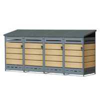 4er Mülltonnenverkleidung MÜLO in Holzoptik, ca. 280 x 77,5 x 130,5 cm - Anthrazit