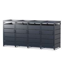 Mülltonnenbox für 4 Mülltonnen mit Pflanzdach aus Edelstahl, ca. 260 x 80 x 124 cm - Anthrazit