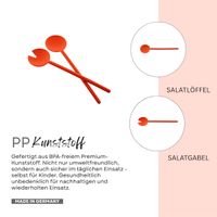 Cofi Salatbesteck 2-teilig – Löffel & Gabel, 29 cm, Rot