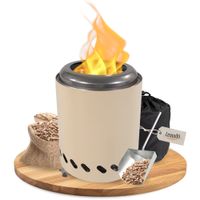 Tischkamin beige für Pellets, rauchfrei