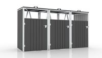 3er Mülltonnenbox, ca. 240 x 80 x 122 cm - Anthrazit