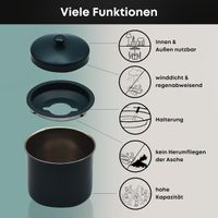 Outdoor & Indoor Aschenbecher – Edelstahl mit Deckel, modern grün