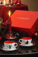 Elegantes 4-teiliges Kaffeetassen-Set, 100 % Porzellan, spülmaschinen- und mikrowellengeeignet