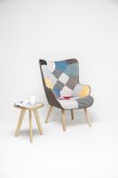 Skandinavischer Relaxsessel Stoffbezug Patchwork - ca. 68 x 76 x 98 cm - Mehrfarbig