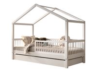 VIPACK - FAGUS weiß Hausbett 90x200cm, Lattenrost, Rausfallschutz, Bettschublade, Buche massiv