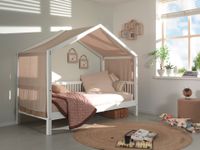 VIPACK - FAGUS weiß Hausbett mit Textil, LF 90x200cm inkl. Lattenrost, Buche massiv
