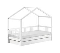 VIPACK - FAGUS weiß Hausbett 90x200cm, inkl. Lattenrost, Bettschublade, Buche massiv