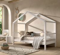 VIPACK - FAGUS weiß Hausbett 90x200cm, inkl. Lattenrost, Buche massiv