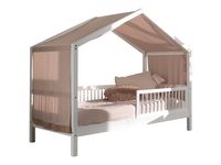 VIPACK - FAGUS weiß Hausbett mit Textil, 90x200cm, Lattenrost, Rausfallschutz, Buche massiv