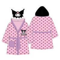 Kuromi Kapuzenbademantel für Kinder Rosa 134/140 mit Tasche