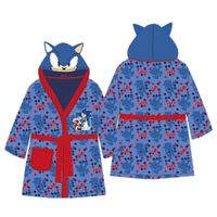 Sonic the Hedgehog Kinder Bademantel Blau 110/116 mit Kapuze & Gürtel
