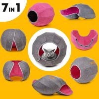 Einstellbarer Katzenkorb – Schlaf- & Kuschelhöhle für Katzen Pink/Grau