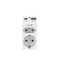 Heitech 2-Fach Steckdosenadapter mit USB & USB-C