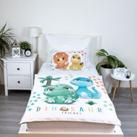 Dino Bettwäsche Set – Kinder Bettbezug 100x135 cm  + Kissen 40x60 cm