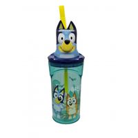 Bluey Kinder Trinkbecher – 3D Tumbler mit Strohhalm 360 ml