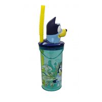Bluey Kinder Trinkbecher – 3D Tumbler mit Strohhalm 360 ml