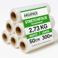 Palettenfolie Stretchfolie – 500mm × 300m -17 µm – 2,73 kg – Transparent – Handstretchfolie für Möbel & Umzug,  Palettenfolie, Handfolie, Wickelfolie,  6 Rollen