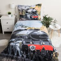 Kinder Bettwäsche Set Dampflok Motiv 140x200 cm