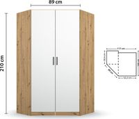 rauch Allrounder Eckschrank 2-türig, Farbe Weiß/Eiche Artisan Breite 117 cm