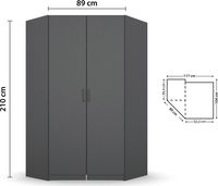 rauch Allrounder Eckschrank 2-türig, Farbe Grau metallic Breite 117 cm
