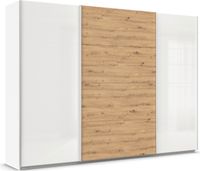 rauch Quadra Kleiderschrank 3-türig, Farbe Hochglanz Weiß/Eiche Artisan Breite 315 cm
