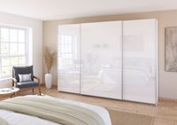 rauch Quadra Kleiderschrank 3-türig, mit Glastüren, Farbe Weiß Breite 315 cm