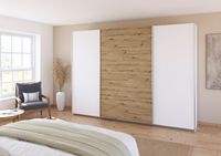 rauch Quadra Kleiderschrank 3-türig, Farbe Weiß/Eiche Artisan Breite 315 cm