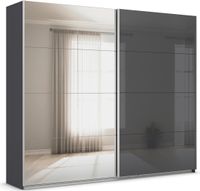 rauch Quadra Kleiderschrank 2-türig, mit Spiegel und Glastüre, Farbe Grau metallic Breite 271 cm