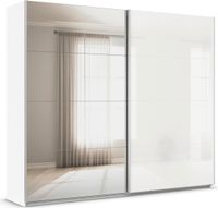 rauch Quadra Kleiderschrank 2-türig, mit Spiegel und Glastüre, Farbe Weiß Breite 271 cm