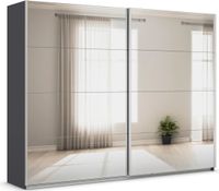 rauch Quadra Kleiderschrank 2-türig, mit Spiegel, Farbe Grau metallic Breite 271 cm