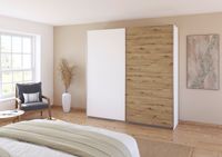 rauch Quadra Kleiderschrank 2-türig, Farbe Weiß/Eiche Artisan Breite 226 cm