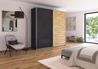 rauch Quadra Kleiderschrank 2-türig, Farbe Grau metallic/Eiche Artisan Breite 226 cm