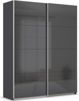 rauch Quadra Kleiderschrank 2-türig, mit Glastüren, Farbe Grau metallic Breite 181 cm