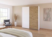 rauch Quadra Kleiderschrank 2-türig, Farbe Weiß/Eiche Artisan Breite 181 cm