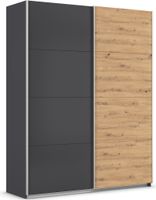 rauch Quadra Kleiderschrank 2-türig, Farbe Grau metallic/Eiche Artisan Breite 181 cm