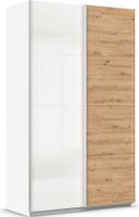 rauch Quadra Kleiderschrank 2-türig, Farbe Hochglanz Weiß/Eiche Artisan Breite 136 cm