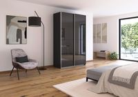rauch Quadra Kleiderschrank 2-türig, mit Glastüren, Farbe Grau metallic Breite 136 cm