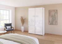 rauch Quadra Kleiderschrank 2-türig, mit Glastüren, Farbe Weiß Breite 136 cm